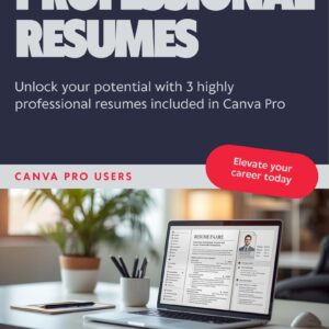 “Set of 7 professional resume templates with 3 cover letters, editable in Canva, ATS-friendly modern CV designs displayed on dark background.