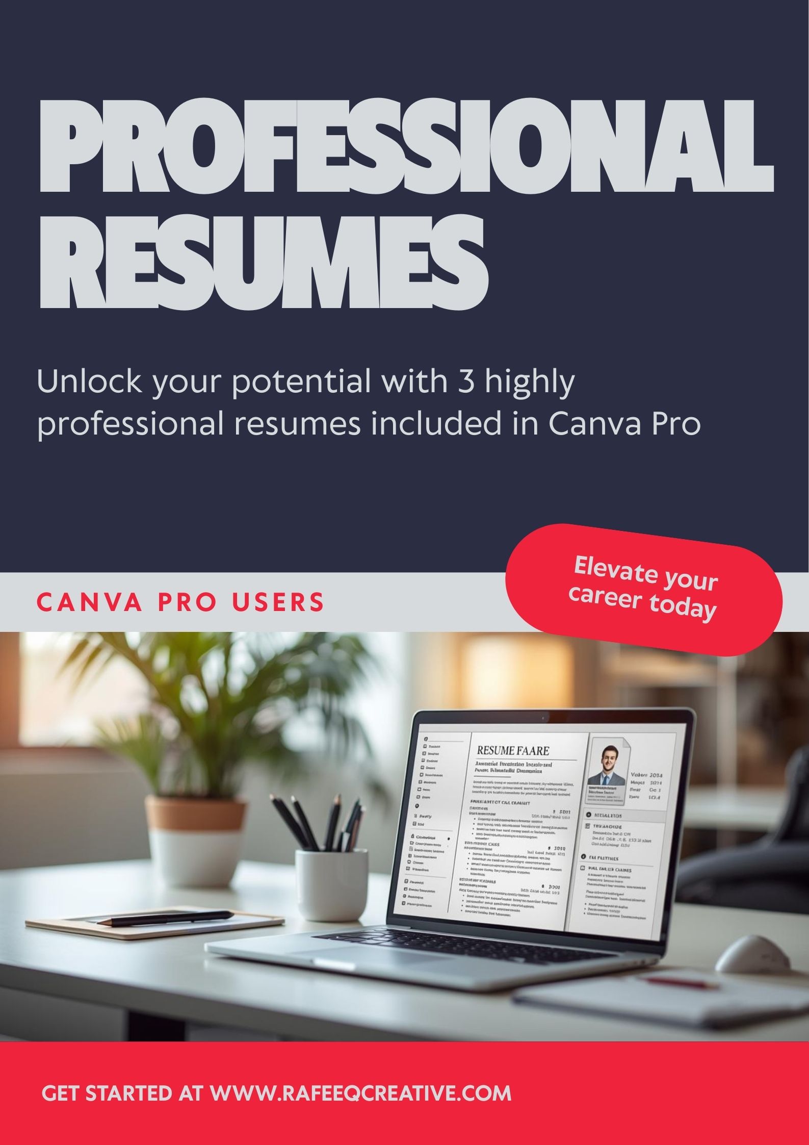“Set of 7 professional resume templates with 3 cover letters, editable in Canva, ATS-friendly modern CV designs displayed on dark background.