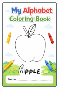 My Alphabet Coloring Book printable ABC coloring pages for preschool kids featuring apple letter A coloring activity