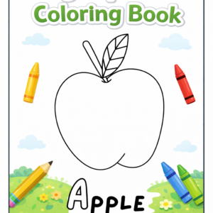 My Alphabet Coloring Book printable ABC coloring pages for preschool kids featuring apple letter A coloring activity