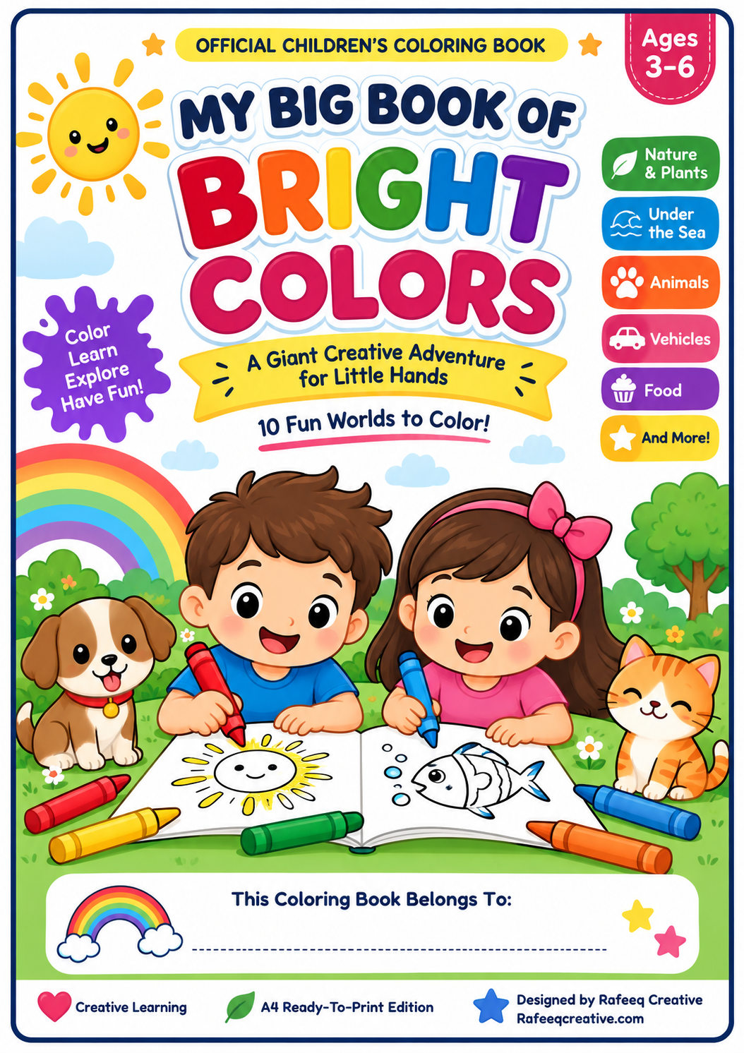 My Big Book of Bright Colors kids coloring book for ages 3 to 6 printable A4 coloring activities