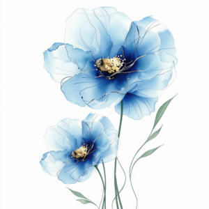 10 blue watercolor flower clipart PNG designs with transparent backgrounds